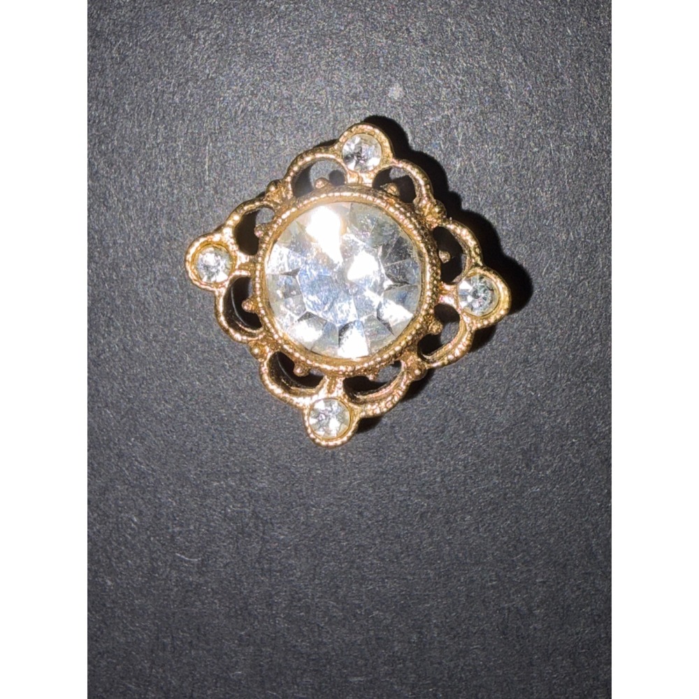 Vintage Style Earring Set Gold Filigree Crystal Studs & Iridescent Huggie Hoops - Picture 4 of 6